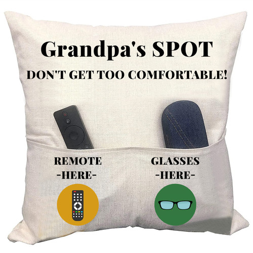 Creative remote control mobile phone storage pocket pillow case cross-border linen material sofa printed pillow case cushion