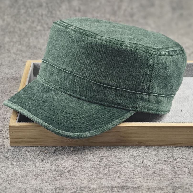 2024年新品水洗棉布平顶帽小头围男帽大头围男工装户外加大加深帽