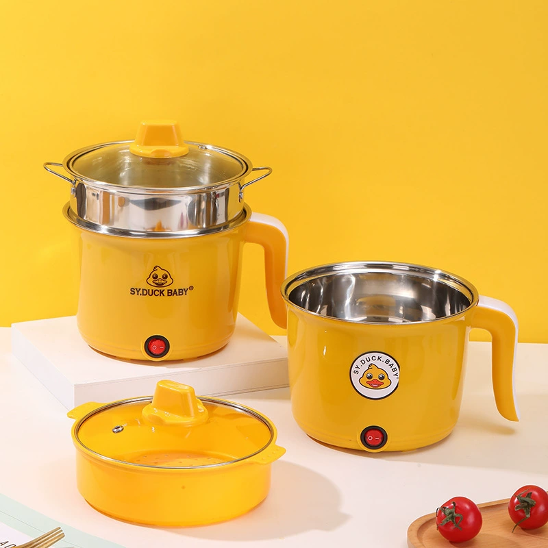 Мини-электроплитка для 1-2 человек с антипригарной внутренней поверхностью, плитка для общежития, компактная интегрированная плита для лапши, маленькая кастрюля, необходимая вещь для общежития.