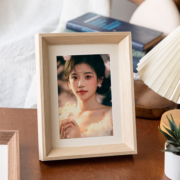 Simple A4 photo frame, 16-inch poster display frame, empty frame for tabletop display, wood-look picture frame, empty frame for wall hanging, Chinese painting frame, photo frame