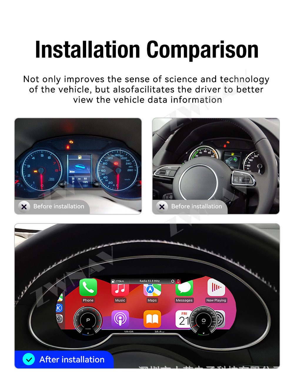 Suitable for 2009-2018 Audi Q5, upgraded full LCD instrument cluster, multifunctional car mileage and speedometer