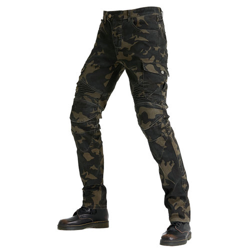 Manufacturer Direct Sales Camouflage Workwear Multi-Pocket Men's Motorcycle Denim Outdoor Motorcyclist Elastic Anti-Fall Riding Pants
