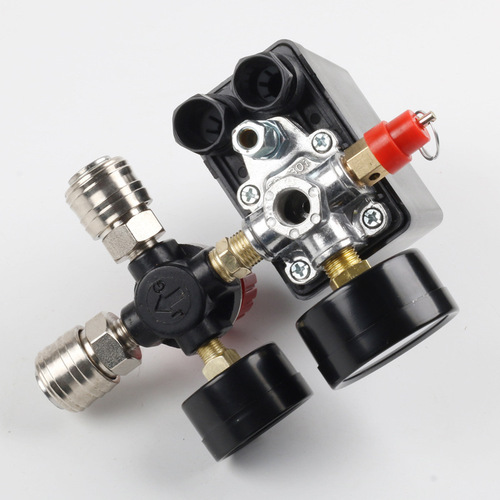 Cross-border export air compressor gas pressure regulating valve four-hole pressure regulating valve automatic pressure switch assembly European style