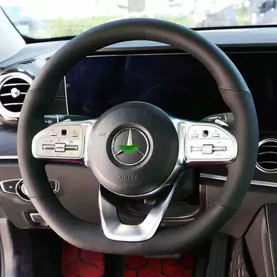 Suitable for Mercedes-Benz C260L/E300L/Glc300L/A200L/Glb200 Microfiber Leather Hand-Stitched Steering Wheel Cover (Steering wheel cover) - the-following-two-sides-without-holes-38cm