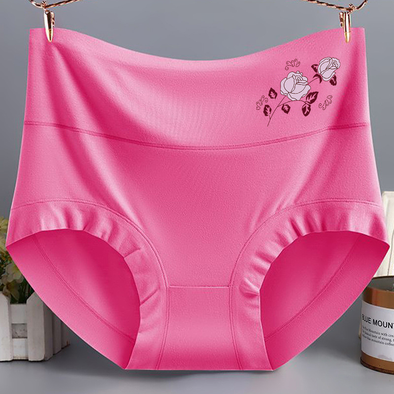 女性パンツモーデール高腰抗菌プリント大サイズの腹を閉じた三角パンツ太ったmm中高年ママパンツ|undefined
