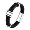 Men's woven leather universal bracelet stainless steel, European style