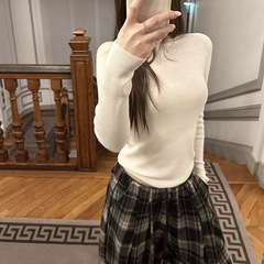 品质主义 无缝精仿半高领长袖上衣2025秋冬季打底衫T恤女上衣
