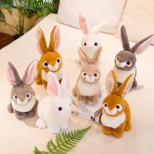 Cute simulation white rabbit birthday gift plush doll small mini figure stuffed animal children's toy for girls