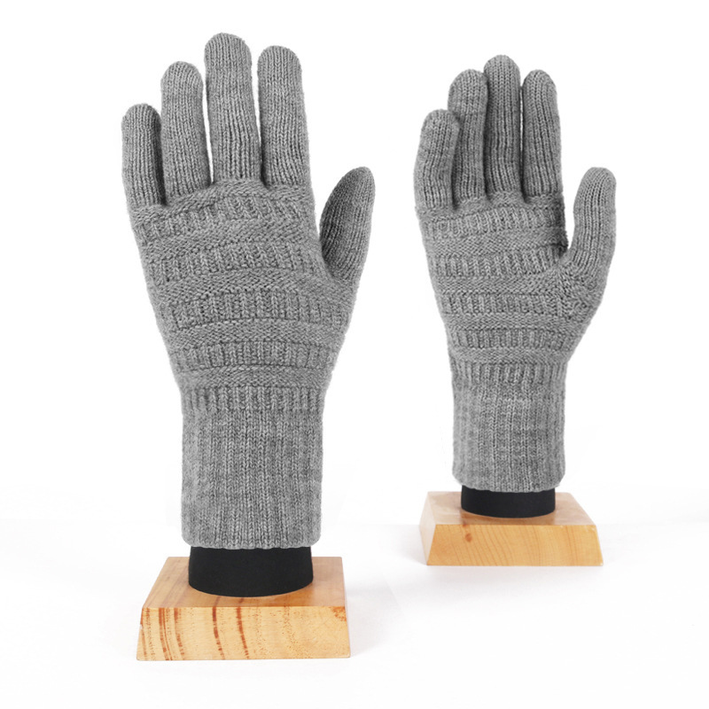 越境してよく売れている成人の冬の手袋の女性の両面のジャカードのメリヤスのタッチパネルの保温とベルベットの騎乗の手袋の男|undefined