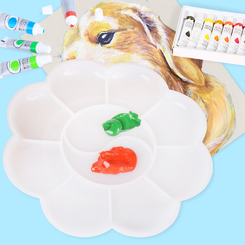 Factory direct sales handmade diy medium plum blossom palette 13cm children's painting acrylic art painting supplies