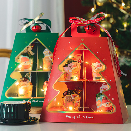 Christmas cupcake Christmas packaging box cup cartoon cup decoration plug-in Internet celebrity thickened heat-resistant muffin cup