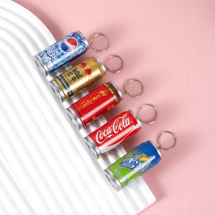 Creative retractable pen can ballpoint pen simulation beverage bottle keychain mini coke sprite pendant cute