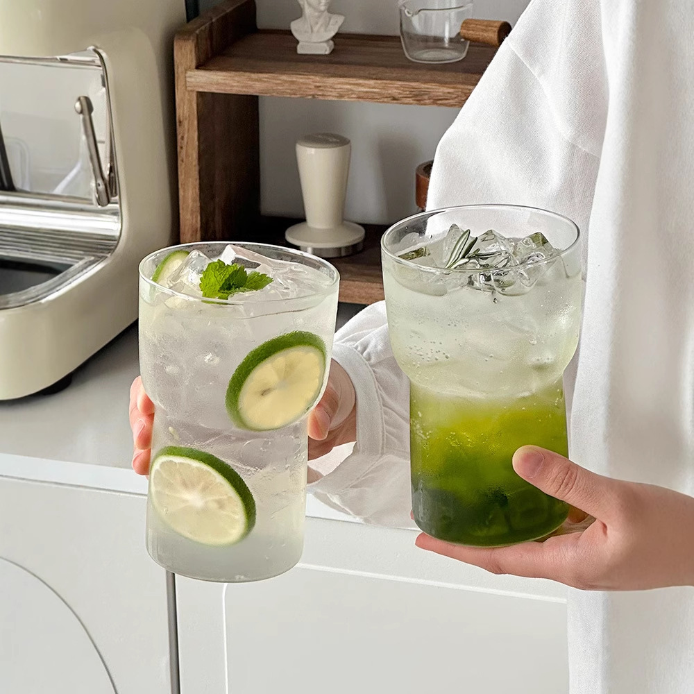 Wide-Mouth Large-Capacity Heat-Resistant Glass Drink Cup Simple Household High Borosilicate Glass Coffee Cup Fruit Tea Sparkling Water Cup