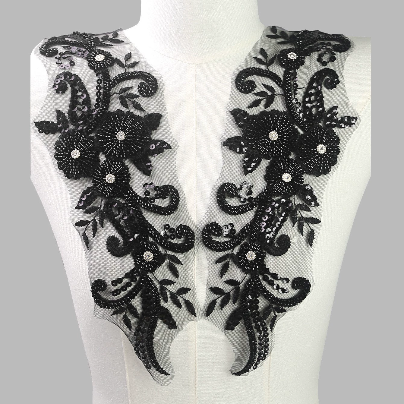 Вышитая вручную женская нашивка Baina с объемными бусинами, пайетками и кружевом, цветочная сетчатая аппликация, декоративное украшение для одежды