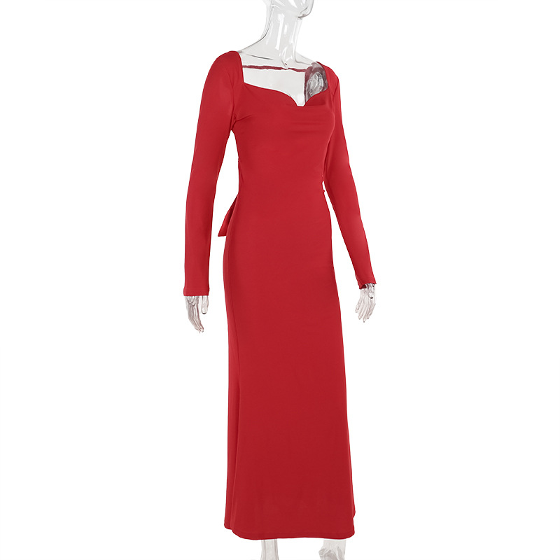 Autumn Holiday Sexy Long Sleeve Backless Bow Slim Fit Dress Women 6 Autumn Holiday Sexy Long Sleeve Backless Bow Slim Fit Dress Women