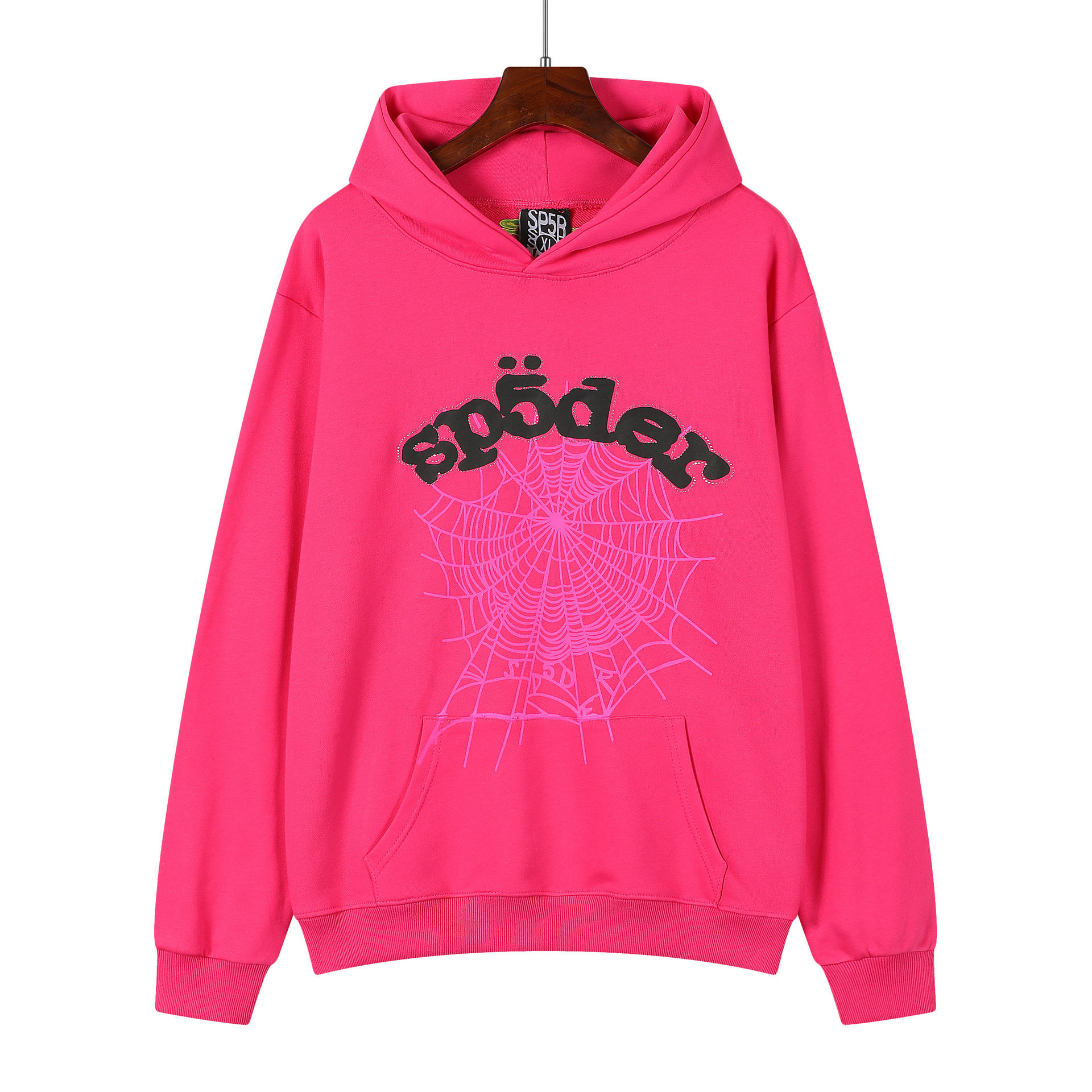 Hermosa moda hombres y mujeres del mismo estilo 555555 tela de araña espuma impresión hip hop suelta pesada Terry suéter con capucha traje