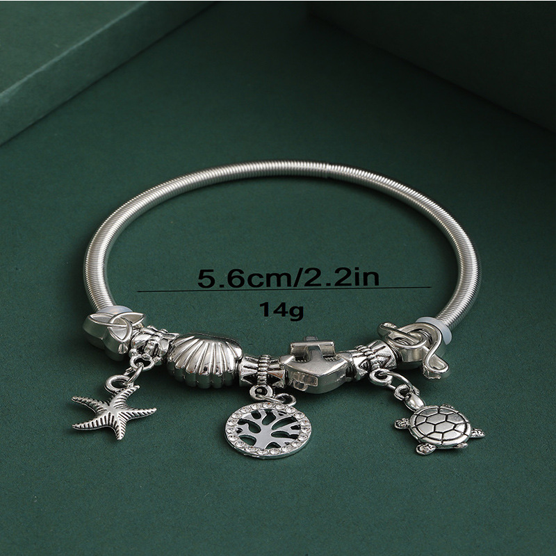 Panjia pulsera Dora DIY cuentas explosivas transfronterizas tortuga colgante árbol de vida concha pulsera de resorte image 4