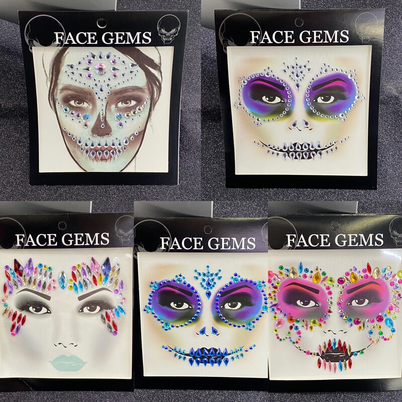 3D gem face stickers Ghost skull face with diamond decoration fashion sexy face stickers Prom festival party face decoration