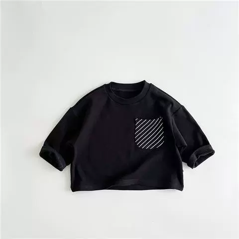 Children's thin long-sleeve top, unisex, autumn, stripe pocket, sizes 80–130