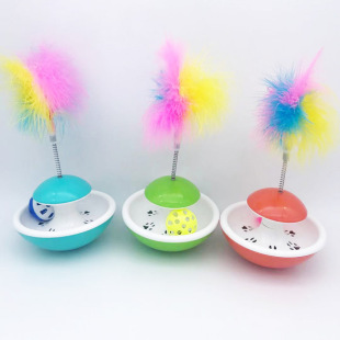 Track tumbler cat toy feather funny cat toy bell does not fall track spring does not fall bell ball