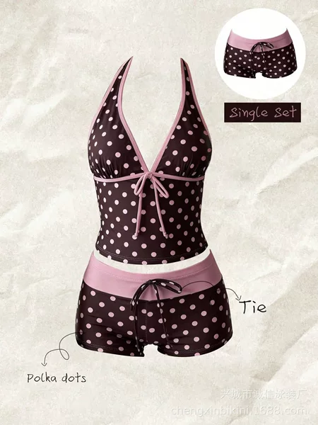 2026 Hot-Selling European and American Cross-Border Women's 2-Piece Swimsuit Multi-Color Polka Dot Tie Bikini Sexy Bikini