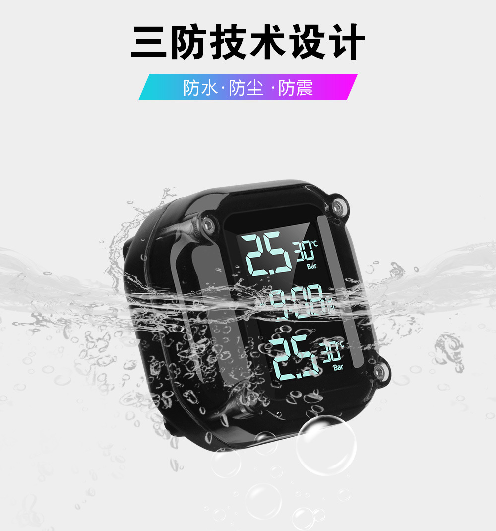 Woliip M5 Motorcycle Electric Vehicle Tpms Tire Pressure Monitoring 2 Tire Wireless Sensors Pressure Detection Temperature