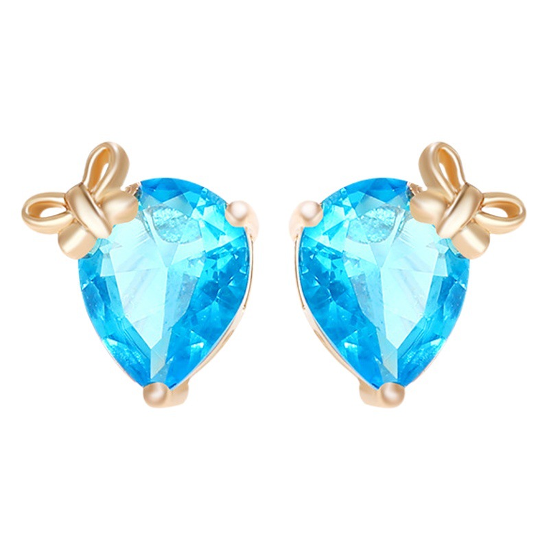 Xuping joyería artificial gema gota de agua arco pendientes de alto grado de luz de lujo pendientes de moda joyería femenina al por mayor