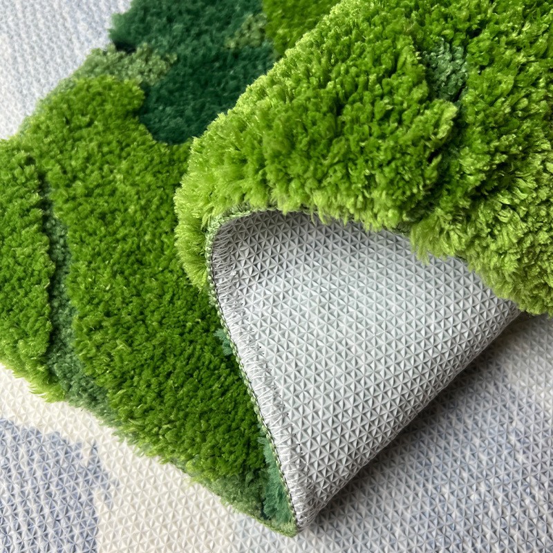 Transfronterizo nueva alfombra verde musgo bosque de forma especial de tres capas de lana de alta estructura alfombra de baño alfombra antideslizante absorbente