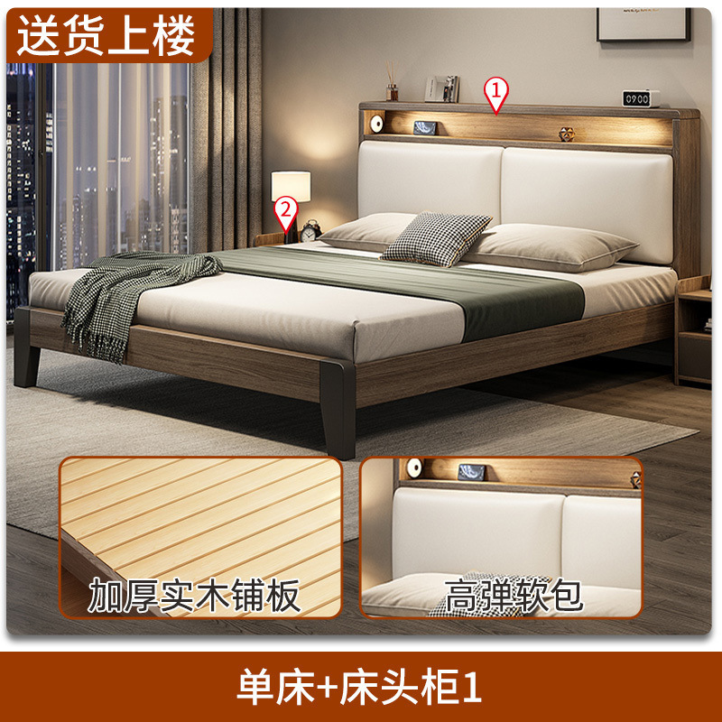 实木床1.8x2米双人床1.5米家用小户型出租房民宿1.2m单人床架|undefined