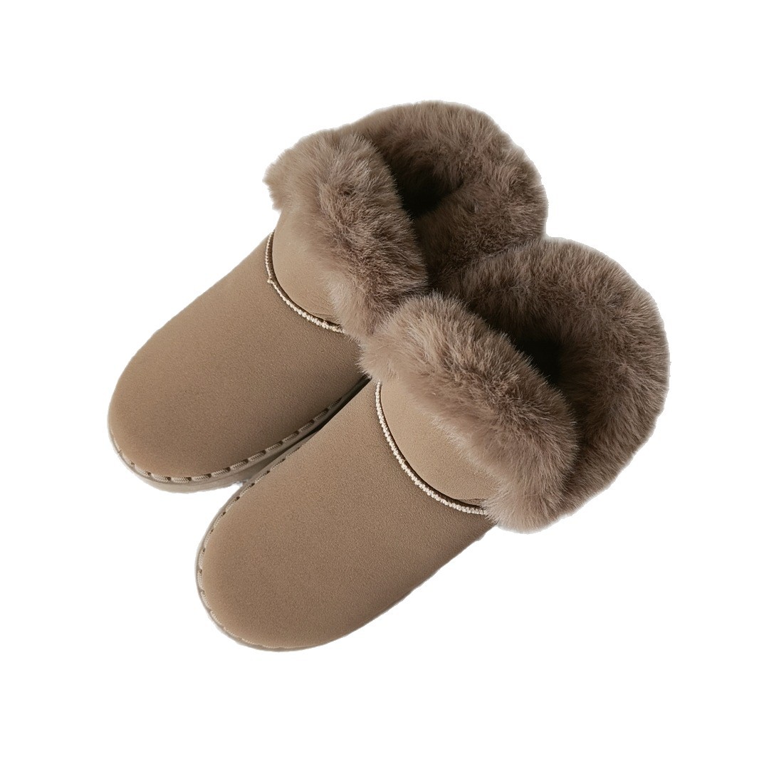 Botas de nieve de piel de oveja para mujeres grandes festividades en el hogar dos botas de lana calientes y transpirables antideslizantes