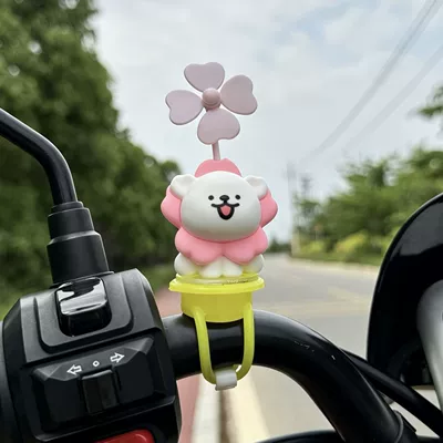 Bicycle dog figurine, windmill Car ornaments - line-dog-sakura-white-buckle-windmill-style