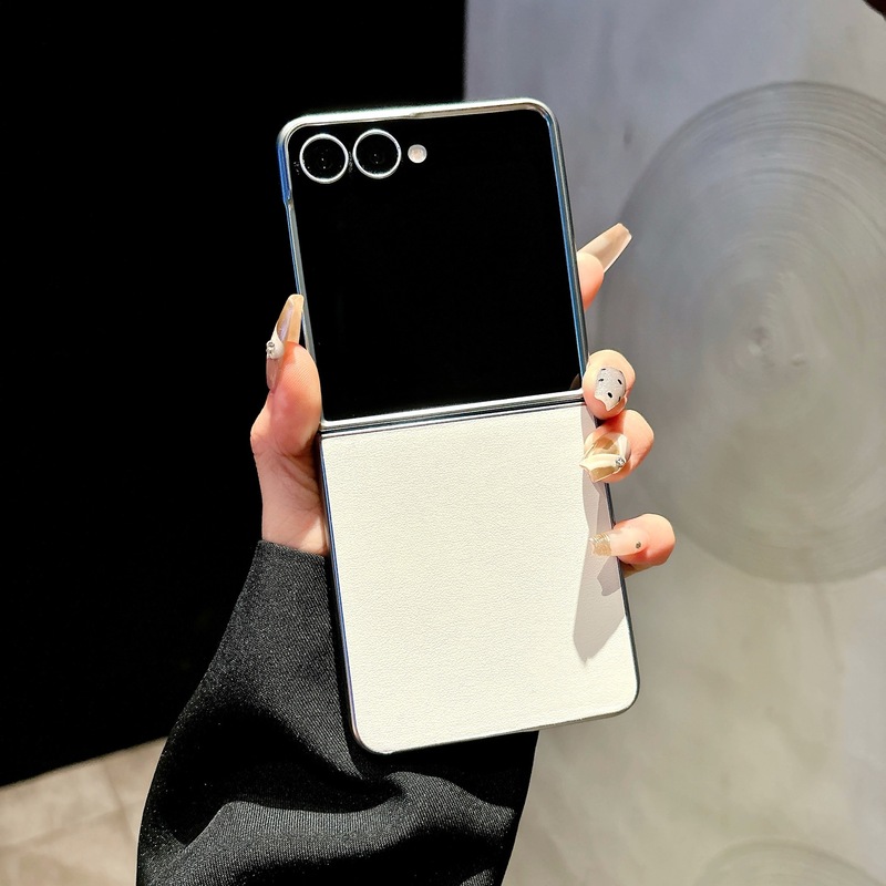 Samsung Galaxy Z Fold 7 電気メッキ無地レザー携帯電話ケース Flip7 保護カバー折りたたみケースレザーテクスチャーに適しています。|undefined