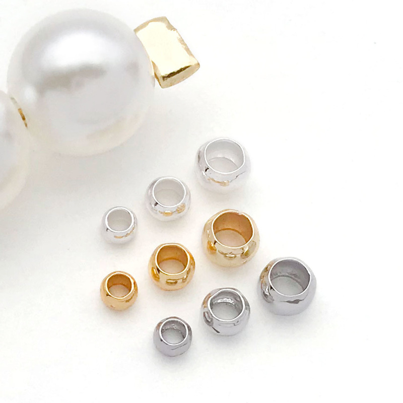 18K gold-plated color-retaining positioning beads, copper beads, bracelet small gold beads, flattened beads, end beads, DIY loose bead accessories materials 18K gold-plated color-retaining positioning beads, copper beads, bracelet small gold beads, flattened beads, end beads, DIY loose bead accessories materials