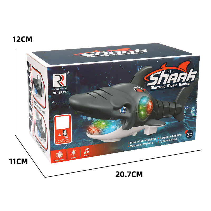 Transfronterizo amazónico eléctrico universal oscilante tiburones luces musicales coloridas boca abierta y cerrada oscilante peces juguetes para niños