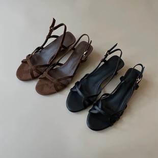 Sheepskin Version ~ Retro Niche Wedge Heel Round Toe Open Toe Sandals for Women 2025 Summer New Versatile Roman High Heels