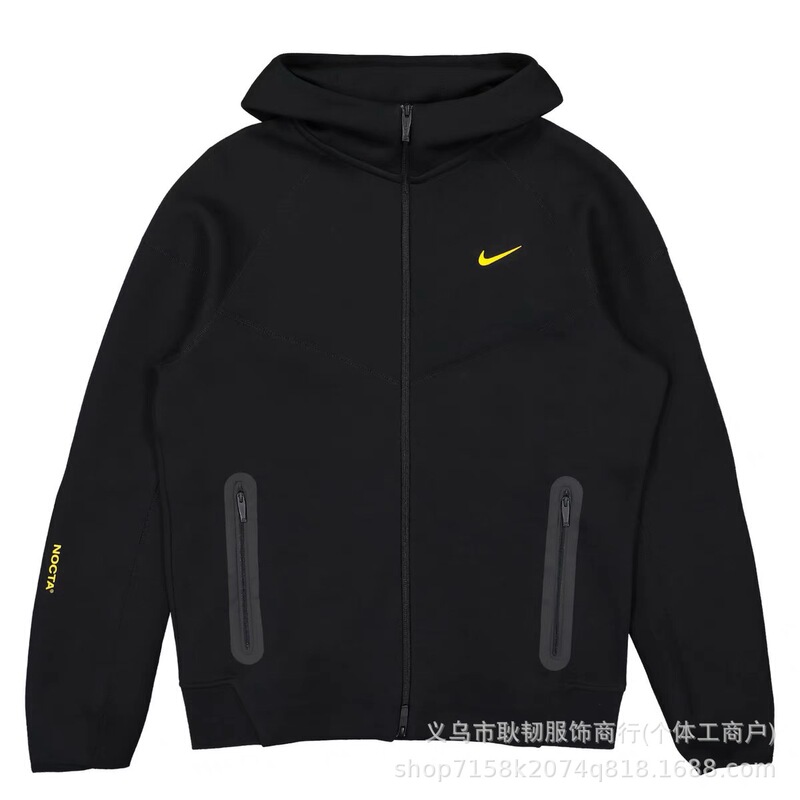 Nocta Silicone Label Tech Fleece Brand Logo Printed Sports Zip-Up Hooded Jacket in Collaboration with Drake
