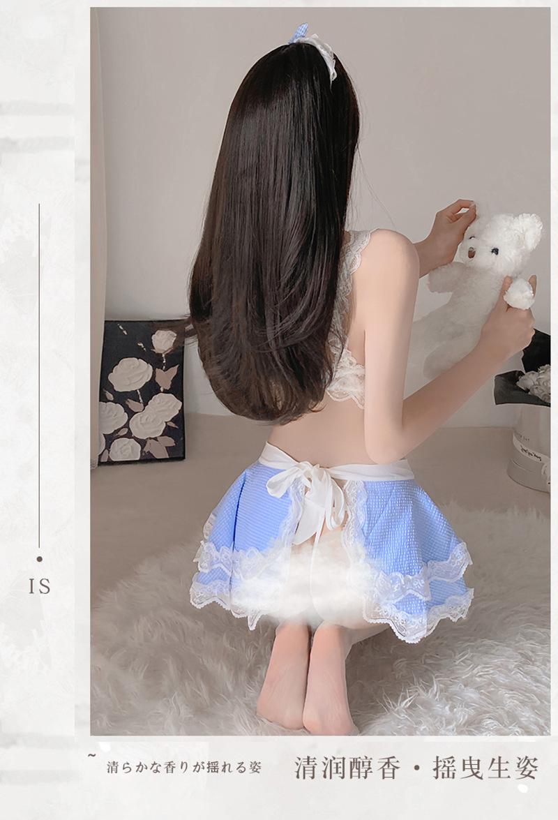 Lolita Maid Roleplay Costume Set with Apron, Headpiece and Stockings — detail image 5