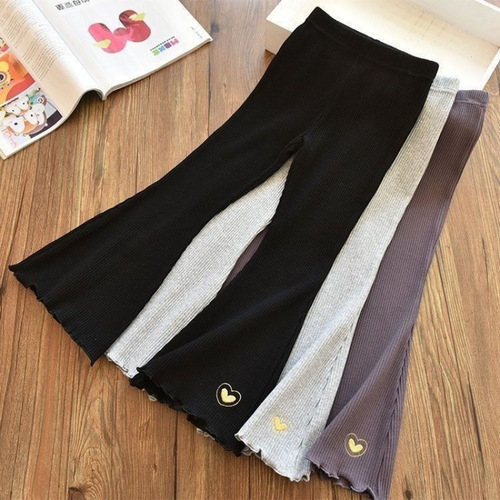Girls 'summer bell-bottom pants 2025 new style fashionable elastic pants for children and baby slim ice silk pants