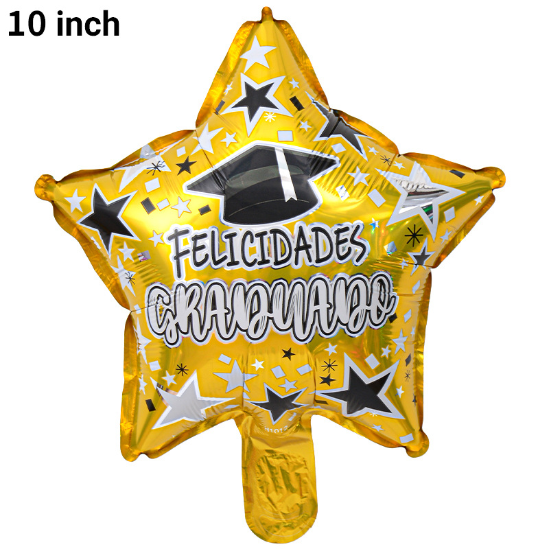 Temporada de graduación transfronteriza de 10 pulgadas Globos de película de aluminio Celebración de la fiesta de graduación Estrella de cinco puntas Decoración Decoración Globos de papel de aluminio al por mayor