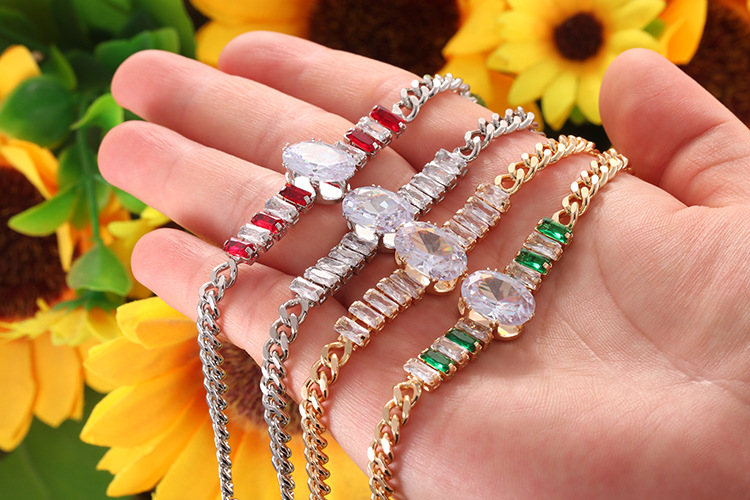 Retro Geometric Copper Plating Zircon Bracelets 1 Piece