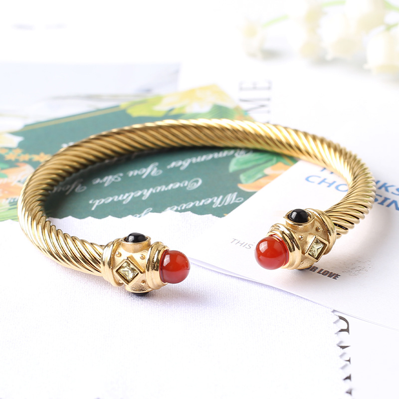 Fashion Geometric Titanium Steel Plating Bangle