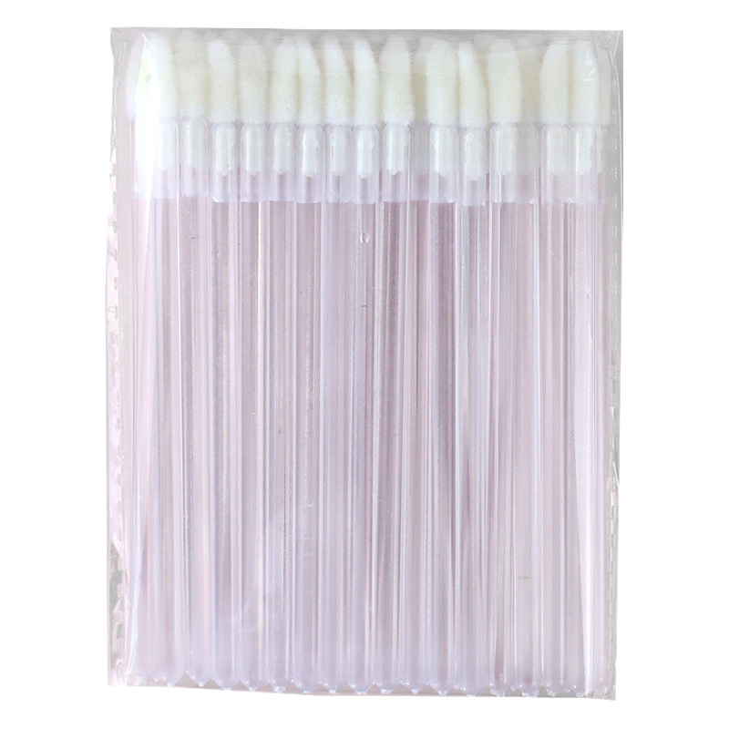 Crystal Transparent Rod Lip Brush Disposable Flocking Stick Portable Lipstick Brush Lip Gloss Lip Glaze Blending Brush Head Cross-Border
