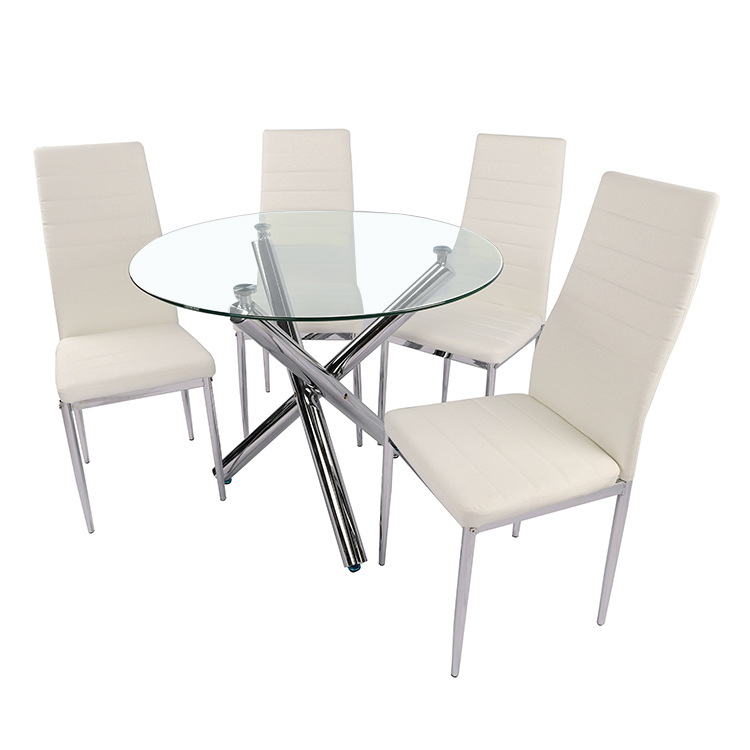 Mesa de comedor de vidrio temperado mesa de comedor de lujo ligero de alta sensación mesa de negociación simple mesa de comedor casera silla