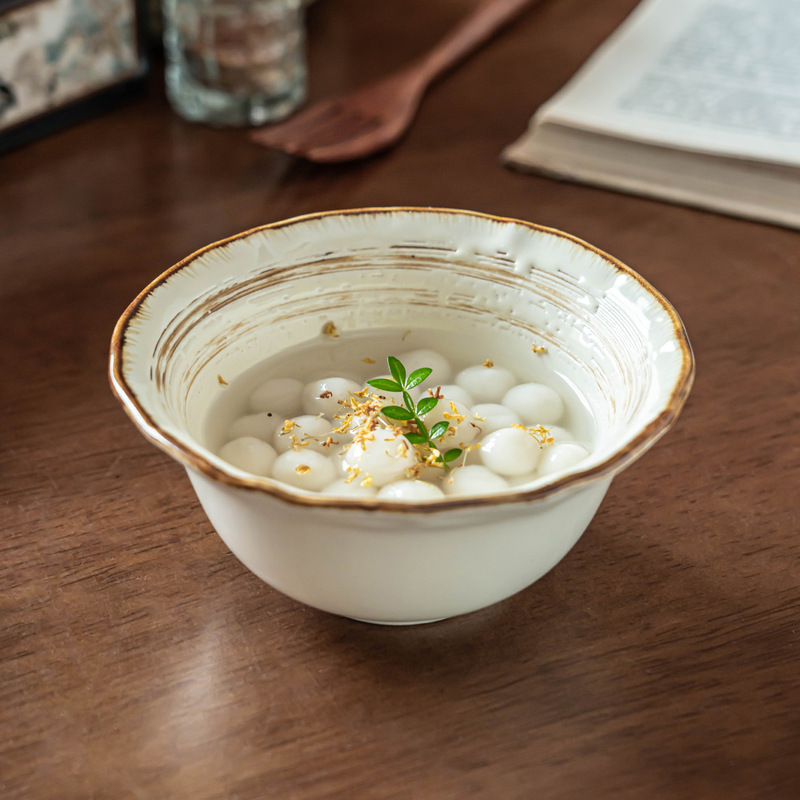 French High-End Ceramic Rice Bowl Tableware Household Bowl Personal Dessert Small Bowl Wholesale Particularly Beautiful Bowl