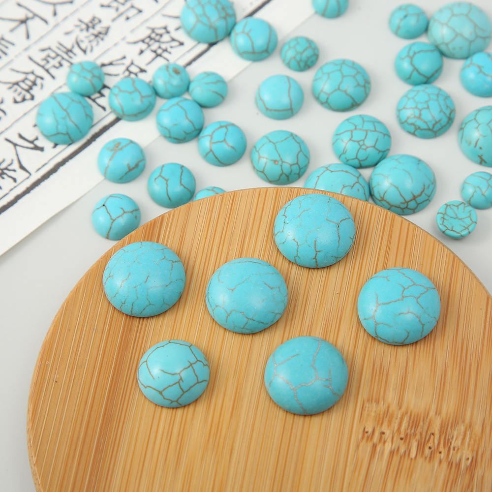 Manufacturer Wholesale Turquoise Round Flat-Bottomed Semi-Circle Cabochon Loose Stone Semi-Finished Patch DIY Inlay Jewelry Accessories