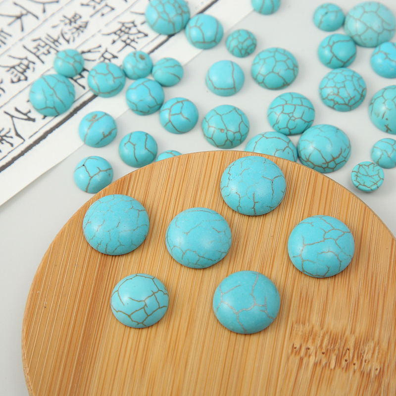 Manufacturer Wholesale Turquoise Round Flat-Bottomed Semi-Circle Cabochon Loose Stone Semi-Finished Patch DIY Inlay Jewelry Accessories