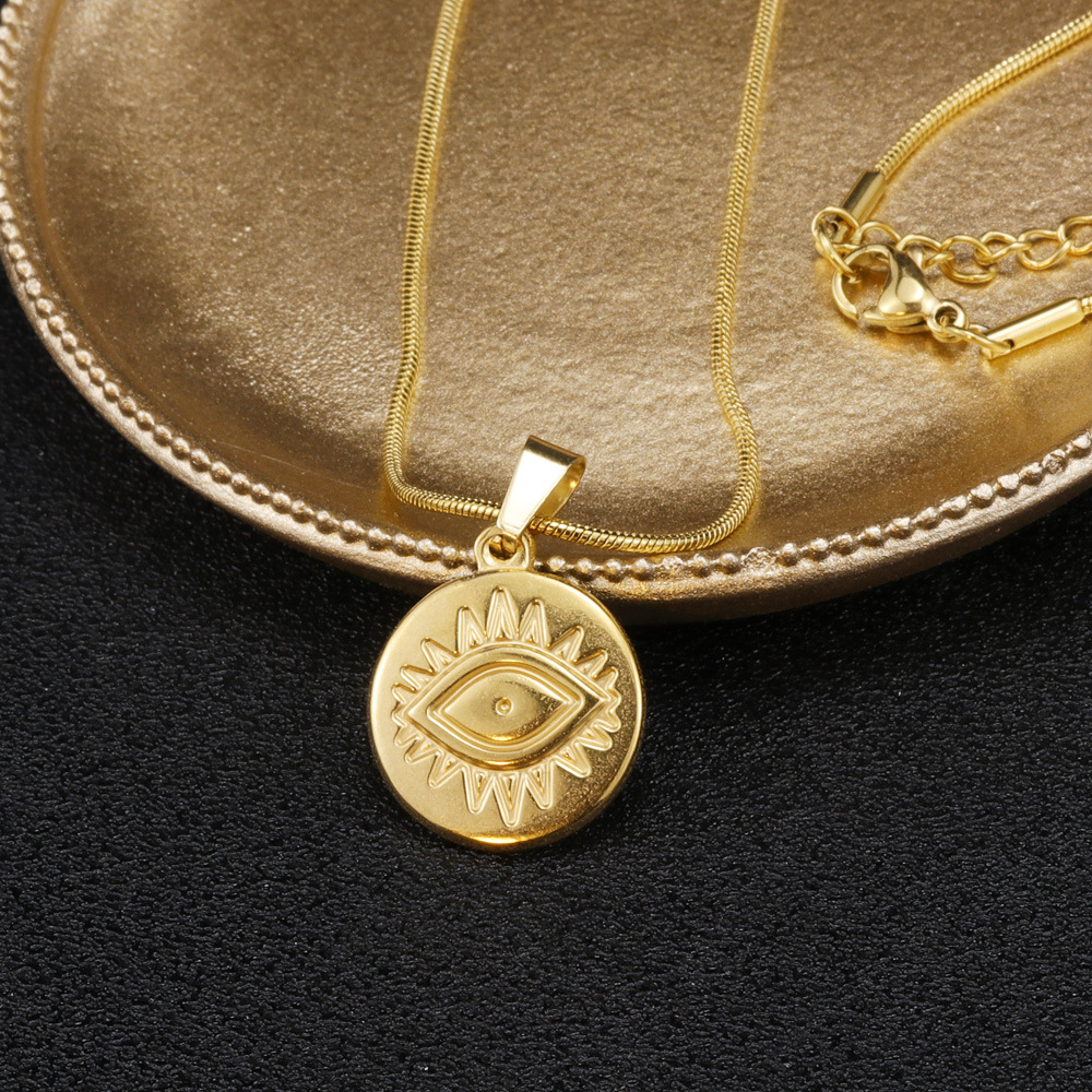 Simple Style Eye Stainless Steel Titanium Steel Patchwork Pendant Necklace_colorza_1