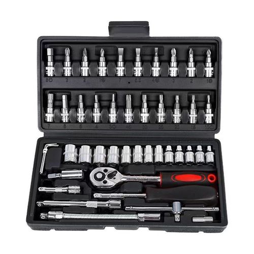 Set of 46 piece socket wrench tools automotive repair group wrench set small Fei 1/4 ratchet wrench set home hardware maintenance
