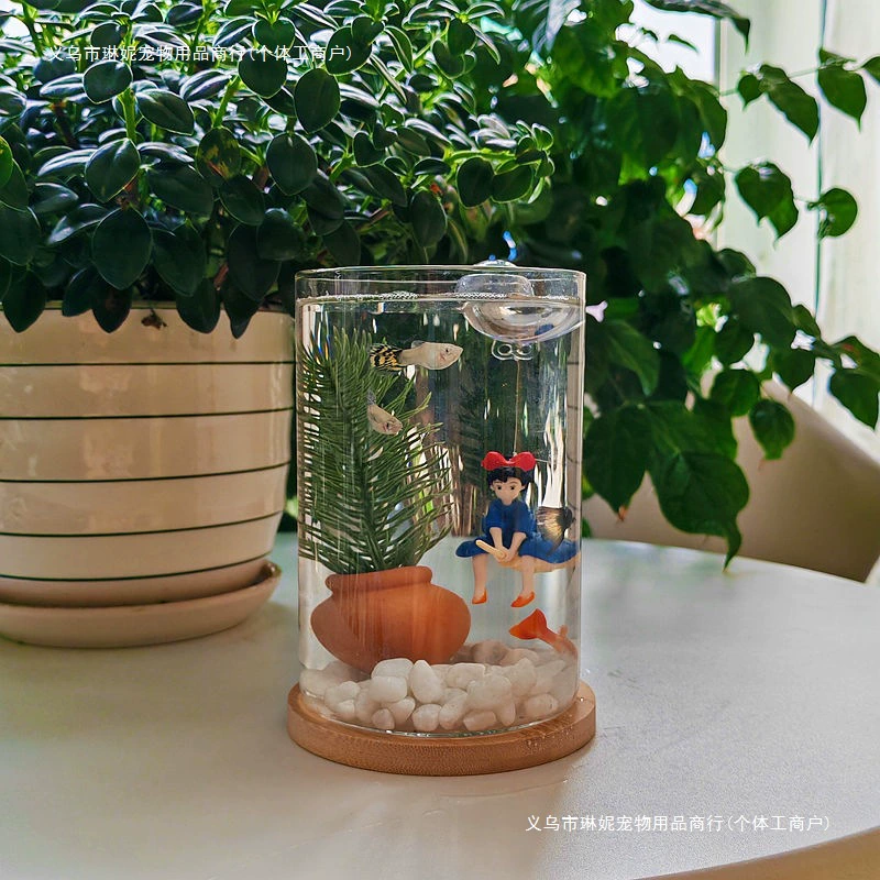 Настольный маленький гуппи-рыба универсальной посадки ленивый квадратный круглый стеклянный аквариум офисный стол оптом