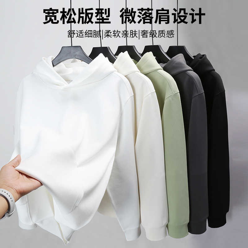 男女纯色圆领情侣卫衣春秋季上衣克重重磅套头工服青少年卫衣